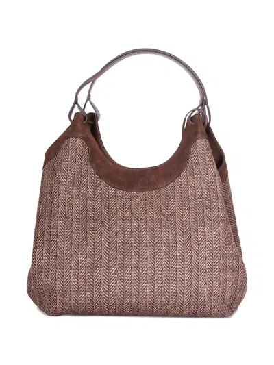 Gianni Chiarini Patterned Leather Shoulder Bag In Brown