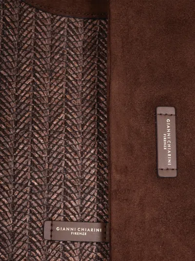 Gianni Chiarini Patterned Leather Shoulder Bag In Brown