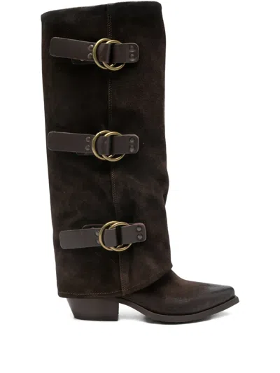 Metisse 55mm Buckle-detail Boots In Brown