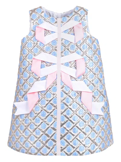 Hucklebones London Origami-pattern Dress In Blue