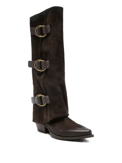 Metisse 55mm Buckle-detail Boots In Brown