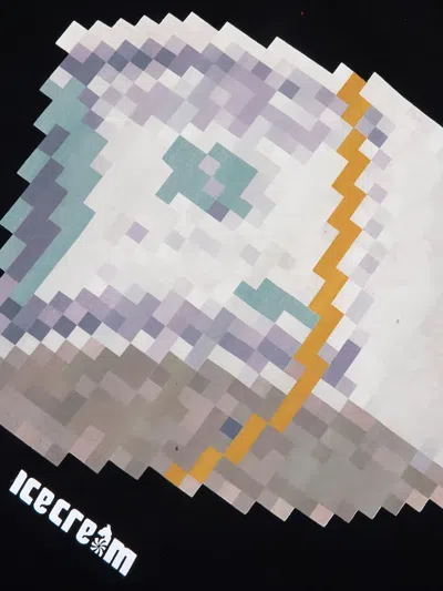 Icecream Pixel Graphic Cotton T-shirt In Black