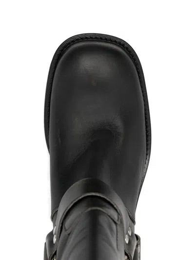 Gisel Moire 50mm Buckle-detail Boots In Black