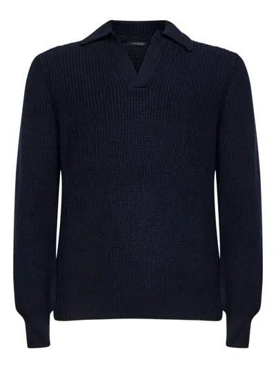 Tagliatore Ribbed Long-sleeve Pullover In Black