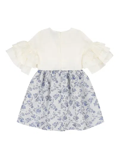 Jessie And James Ruffled Patterned Dress In White