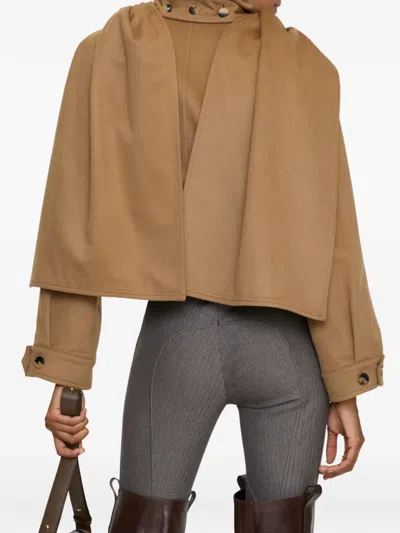 Burberry Detachable-scarf Jacket In Brown