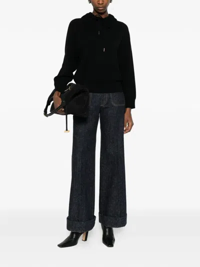 Ivory Paris Hooded Sweater In Black