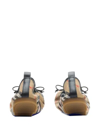 Burberry Check Bow Ballerinas In Neutral