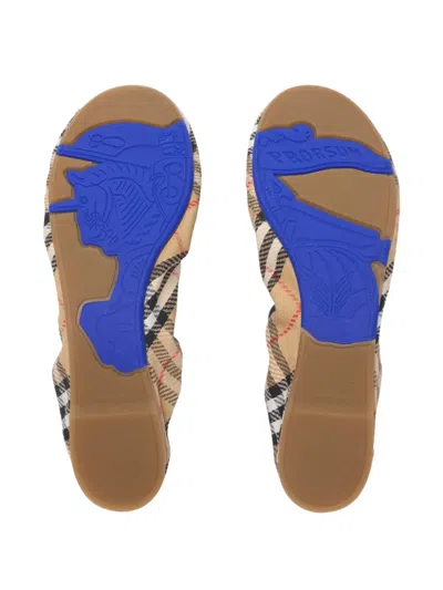 Burberry Check Bow Ballerinas In Neutral