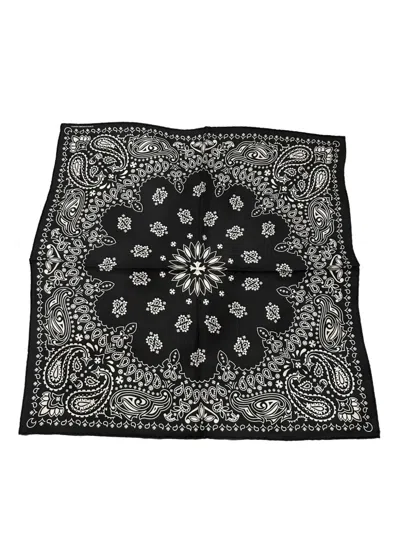 Chrome Hearts Paisley Floral Silk Scarf In Black