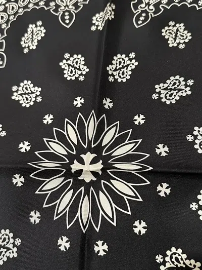 Chrome Hearts Paisley Floral Silk Scarf In Black