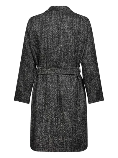 Tagliatore Flecked Wool Blend Salomons Wrap Coat In Black