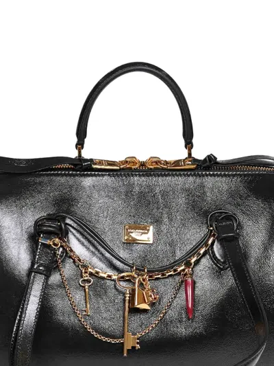 Dolce & Gabbana Vittoria Leather Tote Bag In Black