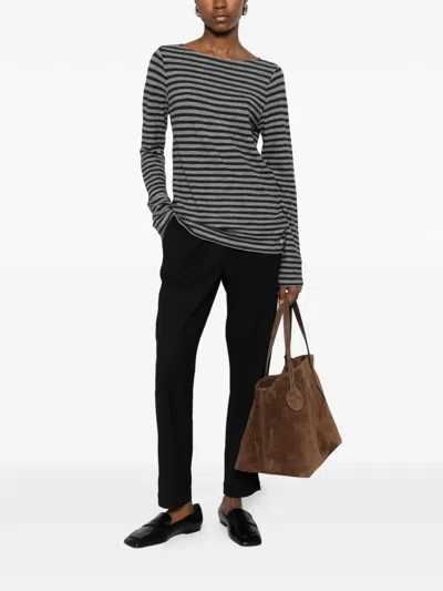 Marc O'polo Striped Long-sleeves T-shirt In Gray
