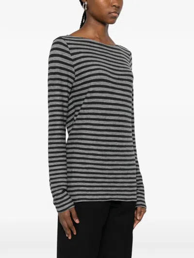 Marc O'polo Striped Long-sleeves T-shirt In Gray