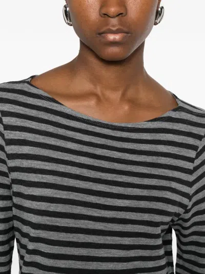 Marc O'polo Striped Long-sleeves T-shirt In Gray