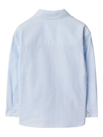 Burberry Striped Cotton Oxford Shirt In Blue