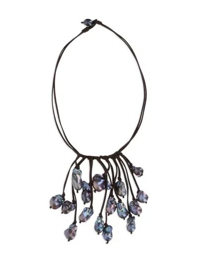 Mela Embellished Suede Necklace In Black