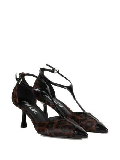 Bibi Lou 75mm T-strap Leopard Boots In Animal Print