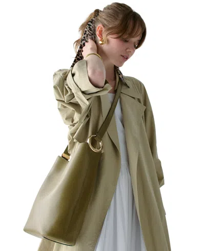 Kate Spade Halo Medium Smooth Leather Bucket Bag In Green