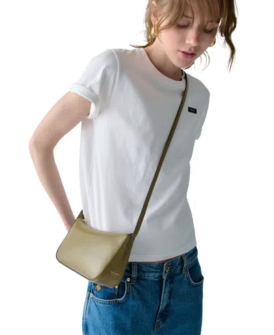 Kate Spade Halo Small Glazed Leather Crossbody Bag In Green