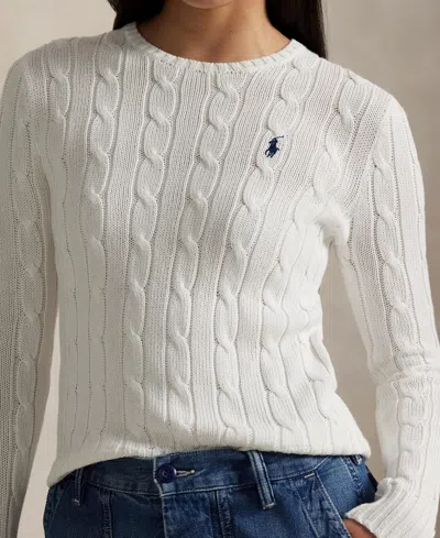 Polo Ralph Lauren Women's Cable-knit Cotton Crewneck Sweater In White