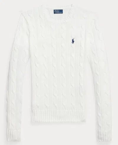 Polo Ralph Lauren Women's Cable-knit Cotton Crewneck Sweater In White