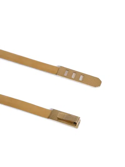 Alberta Ferretti Striped Goat Skin Belt In Brown