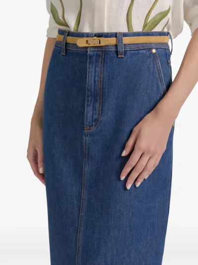 Alberta Ferretti Striped Goat Skin Belt In Brown