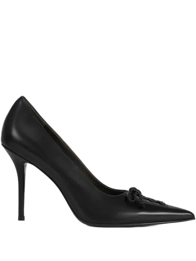 Potamy 100mm Pointed Lace-up Detail Pumps In Black
