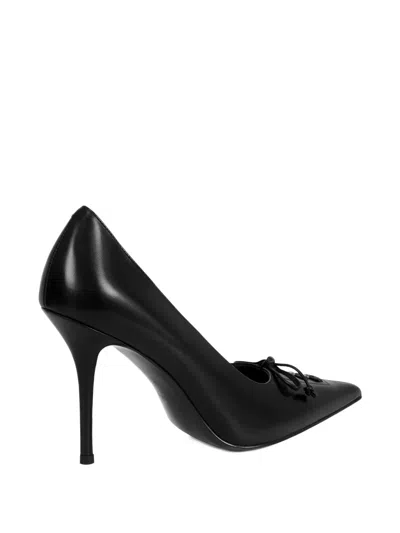 Potamy 100mm Pointed Lace-up Detail Pumps In Black