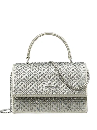 Tory Burch Mini Kira Embellished Shoulder Bag In Silver