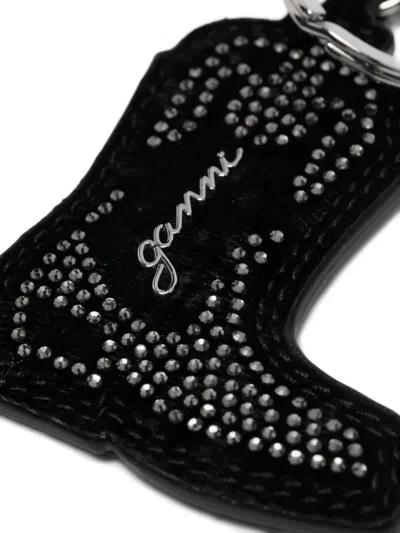 Ganni Western Boot Keyring In Black