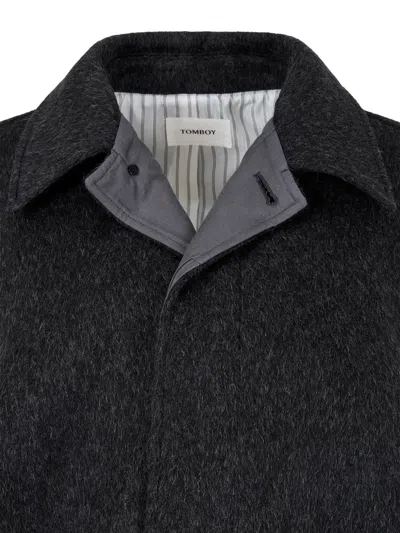 Studio Tomboy Concealed-button Coat In Black