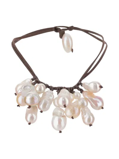 Mela Suede-strap Necklace In Brown