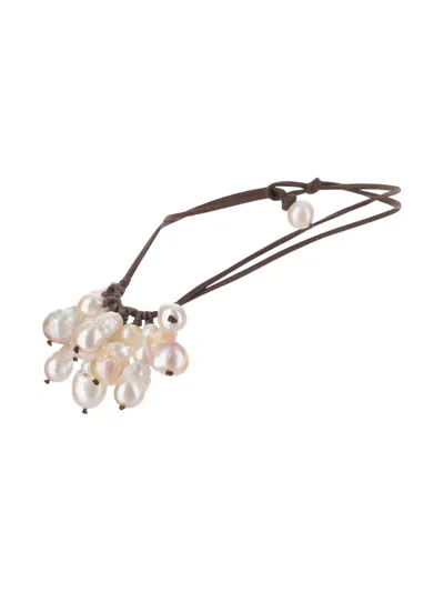 Mela Suede-strap Necklace In Brown