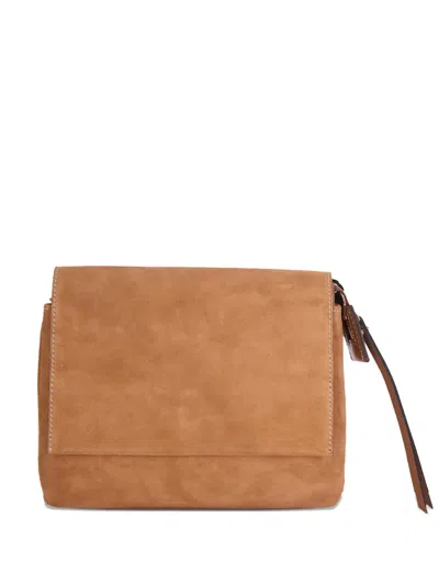 Gianni Chiarini Rectangular Suede Leather Shoulder Bag In Brown