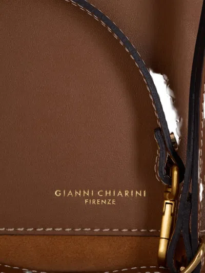 Gianni Chiarini Rectangular Suede Leather Shoulder Bag In Brown