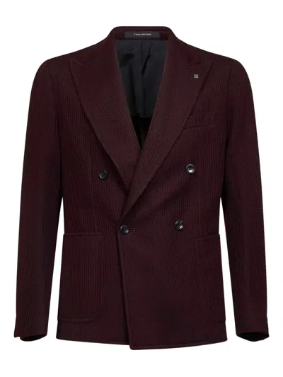 Tagliatore Double-breasted Peak-lapel Blazer In Brown