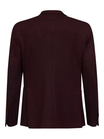 Tagliatore Double-breasted Peak-lapel Blazer In Brown