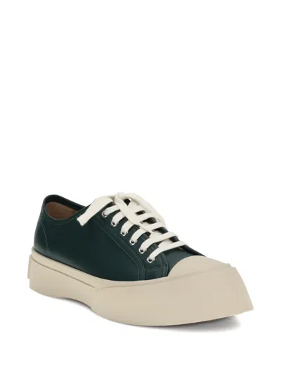 Marni Pablo Leather Lace-up Sneakers In Gray
