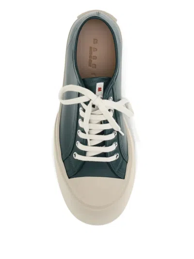 Marni Pablo Leather Lace-up Sneakers In Gray
