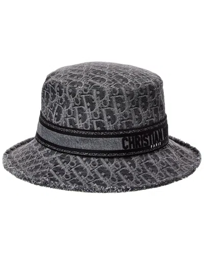 Dior Logo Cotton Hat In Gray
