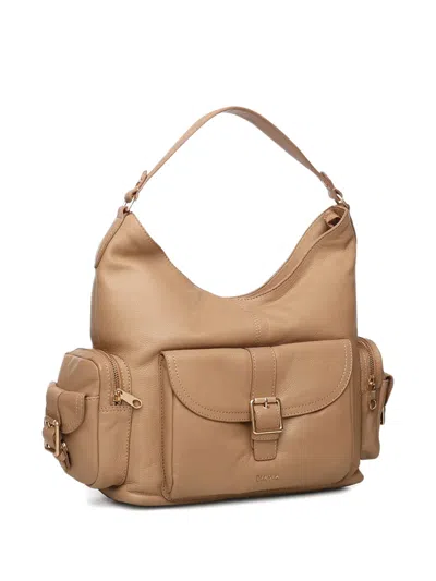 Biasia Factor Leather Shoulder Bag In Nude
