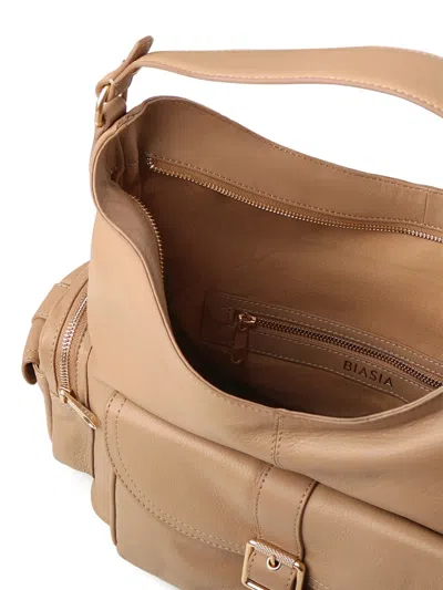 Biasia Factor Leather Shoulder Bag In Nude