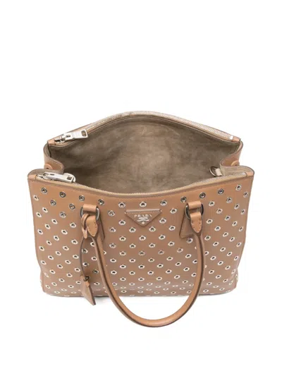 Prada Galleria Eyelet-embellishment Tote Bag In Brown