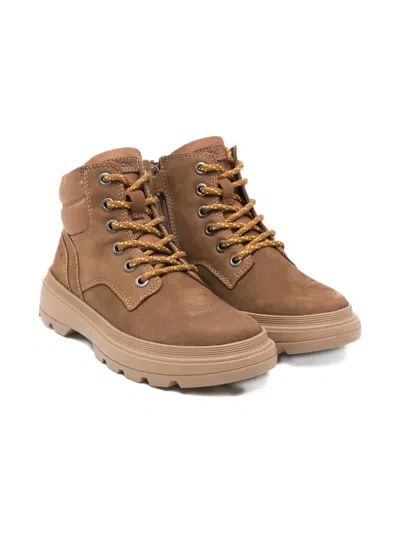 Geox Kiddartah Lace-up Boots In Brown