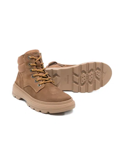 Geox Kiddartah Lace-up Boots In Brown