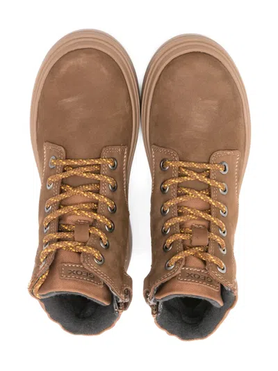Geox Kiddartah Lace-up Boots In Brown