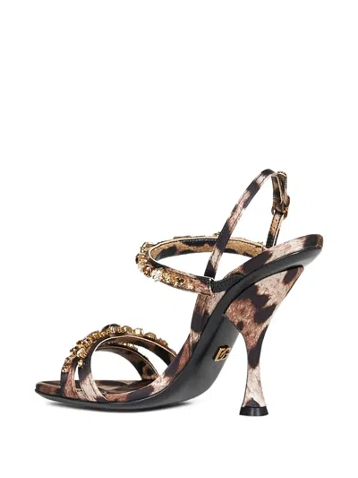 Dolce & Gabbana 105mm Keira Leopard-print Sandals In Brown